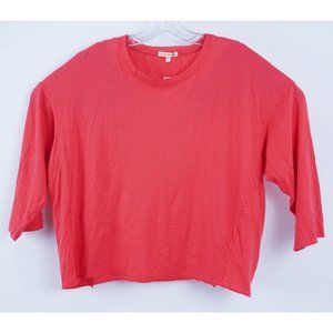 New 78$ Sundry Women's Size 3 Oversized Hibiscus Light Knit 3/4 Sleeve Boxy Tee